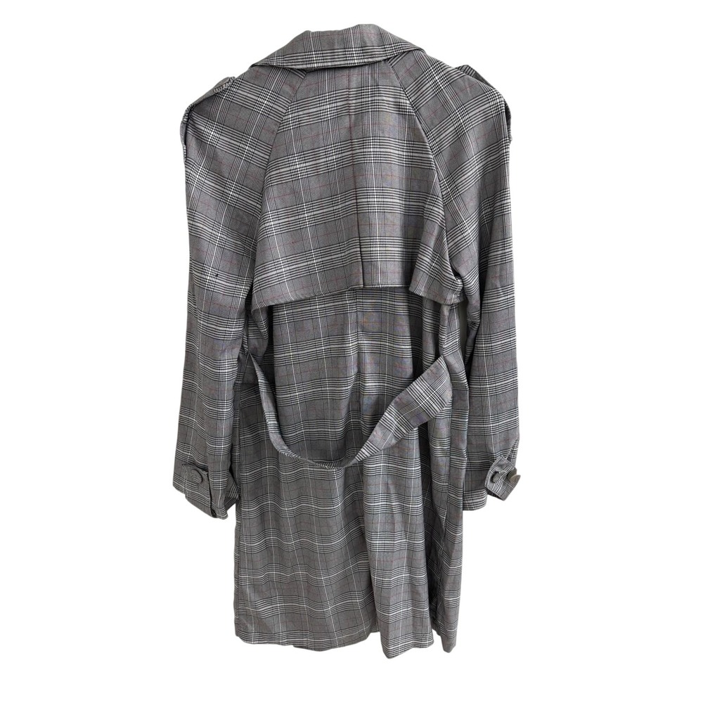 Forever 21 Grey Plaid Double Breasted Trench Coat Jacket Small Glen Check Grey - Picture 6 of 6